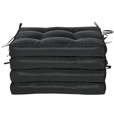 Outsunny 4-Piece Replacement Cushions for Rattan Furniture Outdoor Patio Seat Pad Set Black 