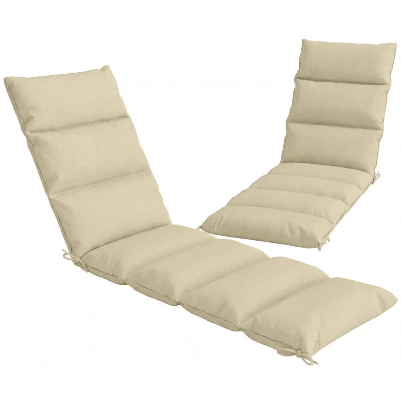 Outdoor Lounge Chair Cushion with Zipper Reversible Chaise Lounge Cushion for Patio Indoor/Outdoor Beige