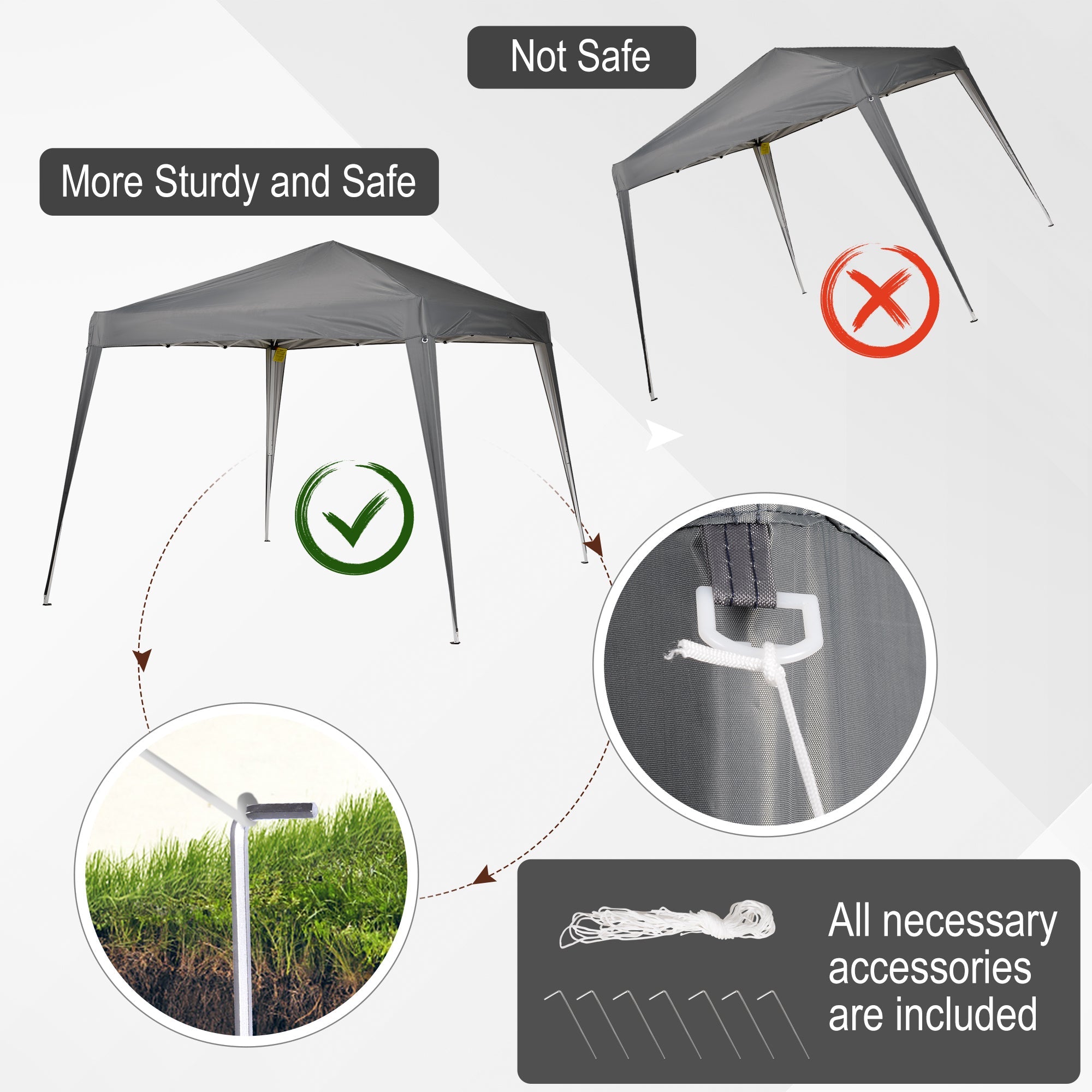 Outsunny 8' x 8' Pop Up Canopy, Outdoor Folding Tent, Portable Party Tent with Carrying Bag for Camping, Party, Picnic, Grey 