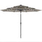 9.3 ft Patio Umbrella with Solar LED Lights, Cover, 3 Tier Outdoor Market Table Parasol with Tilt, Crank, Grey