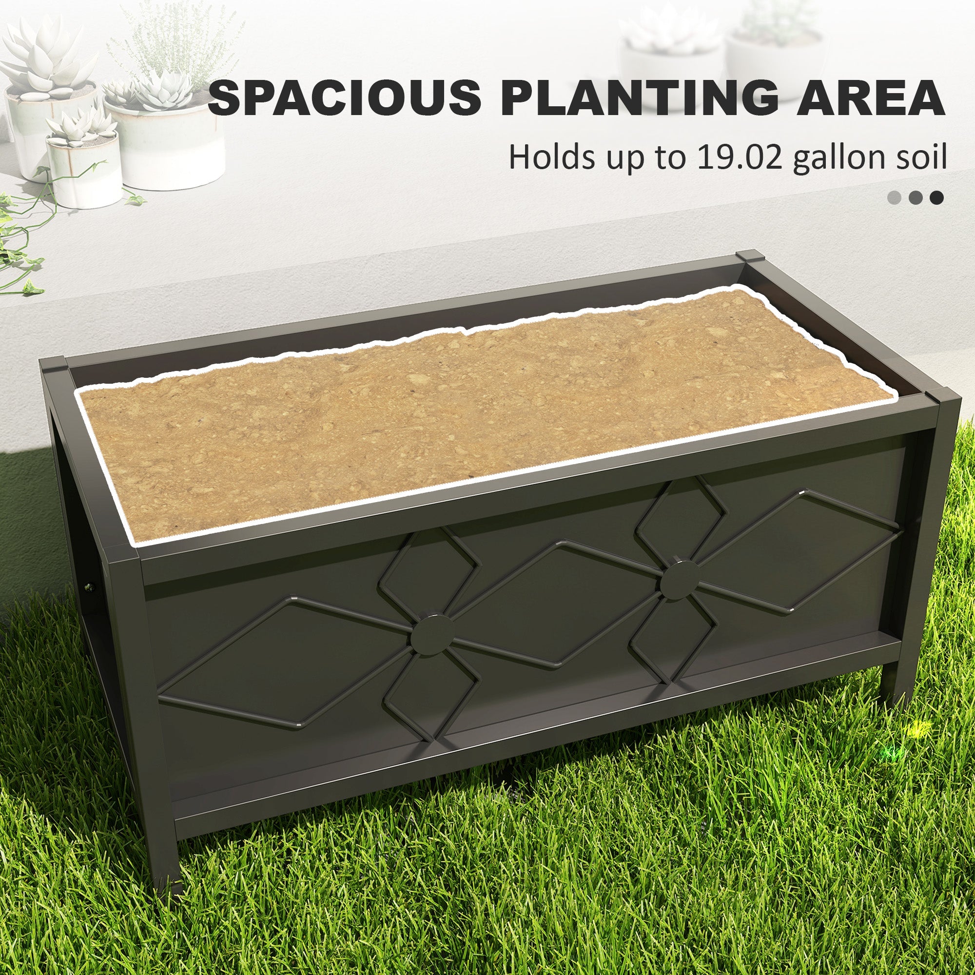 Outsunny Galvanized Raised Garden Bed with Drainage Holes, Metal Raised Flower Bed, Outdoor Galvanized Planter Box for Herbs 