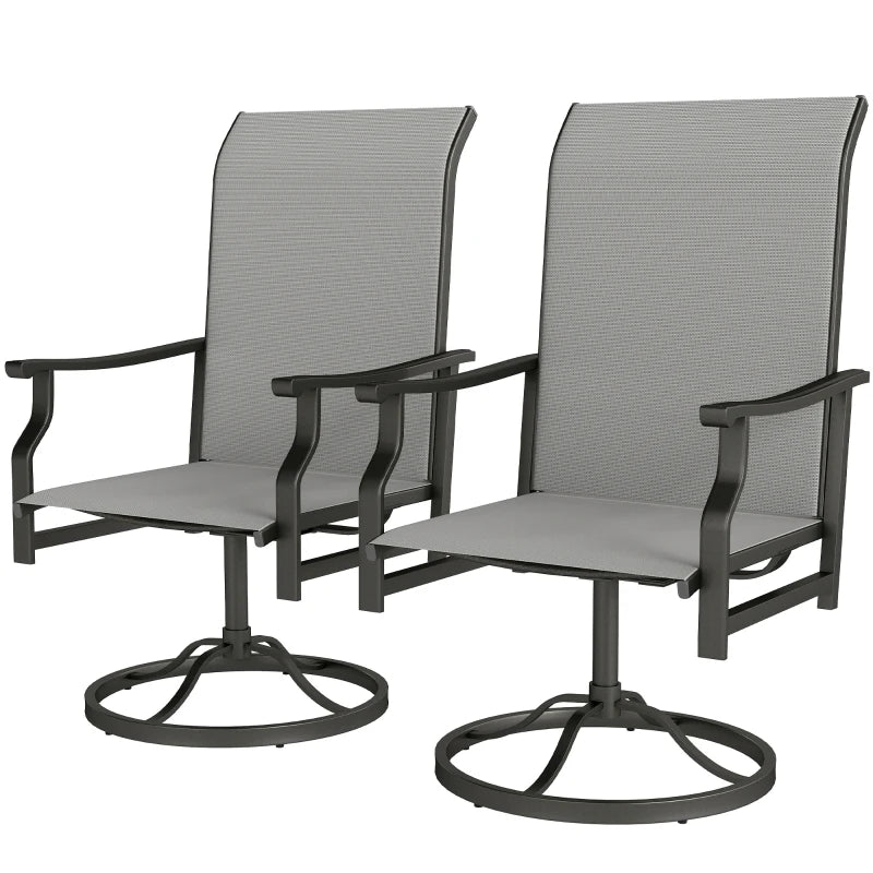 Patio Swivel Chair Set of 2, Swivel Rocker Outdoor Chairs with High Back, for Lawn Garden Backyard Deck, Light Grey