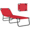 Outdoor Folding Lounge Chair, Steel Tanning Chair with Reclining Back, Breathable Mesh for Beach, Yard, Patio, Red