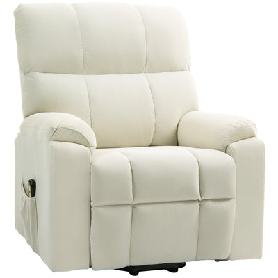 HOMCOM Lift Chair for Seniors, Microfibre Upholstered Power Recliner Chair with Remote, Quick Assembly, Cream White 