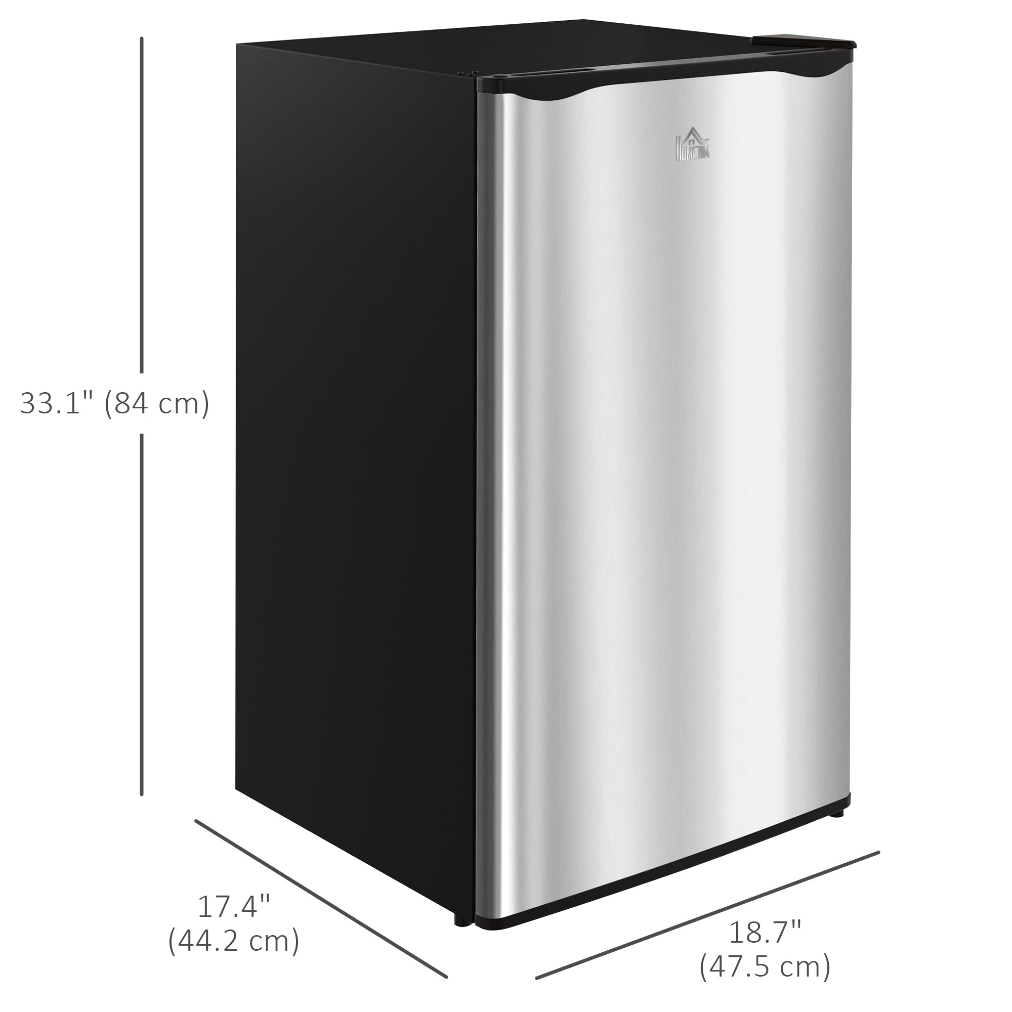 HOMCOM Compact Cooling: Mini Fridge with Freezer, Adjustable Shelf, Mechanical Thermostat, Reversible Door, Silver Finish 