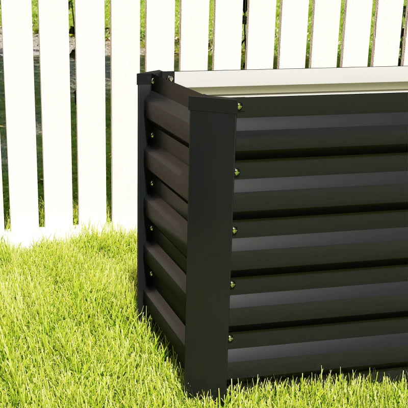 8 x 1.3 x 1.5ft Galvanized Raised Garden Bed, Reinforced Outdoor Planter Box with Open Bottom, Dark Grey
