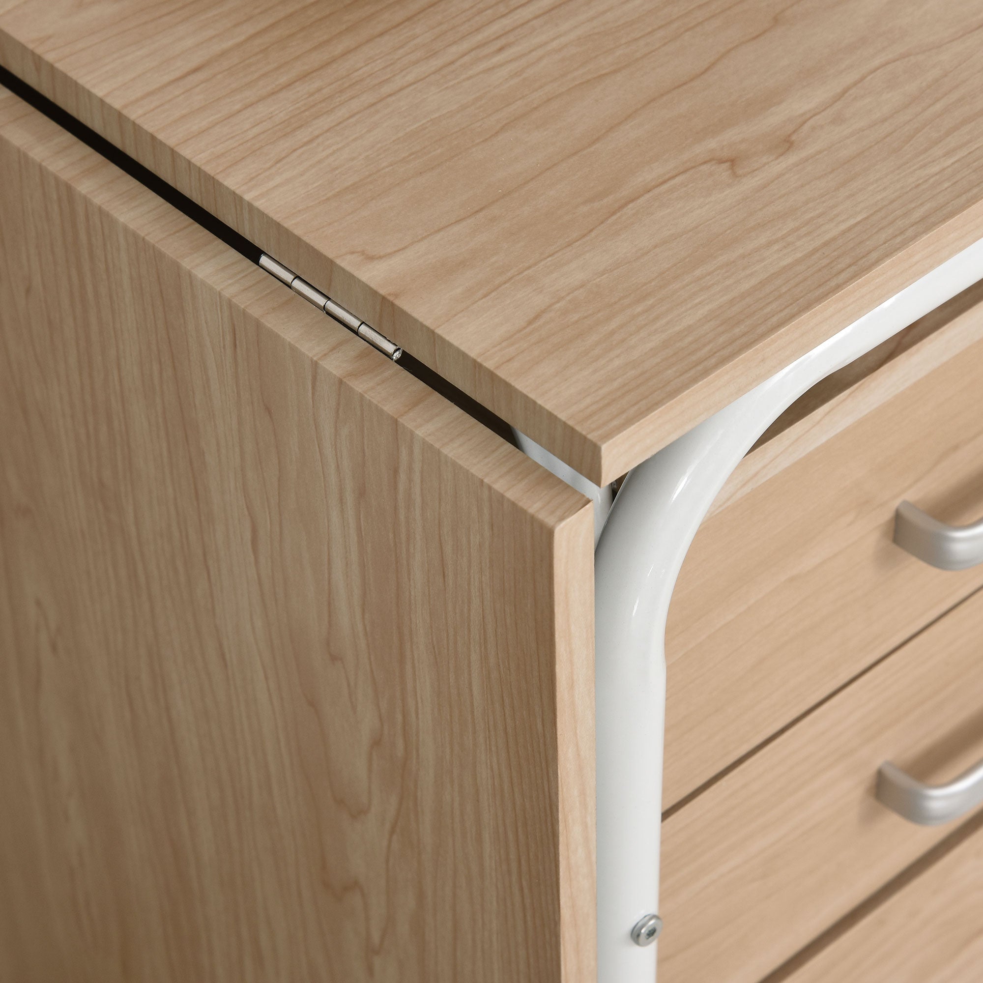 HOMCOM Foldable Desk: Drawers, Storage Shelf, Home Office Workstation, 6 Wheels, Space Saving 