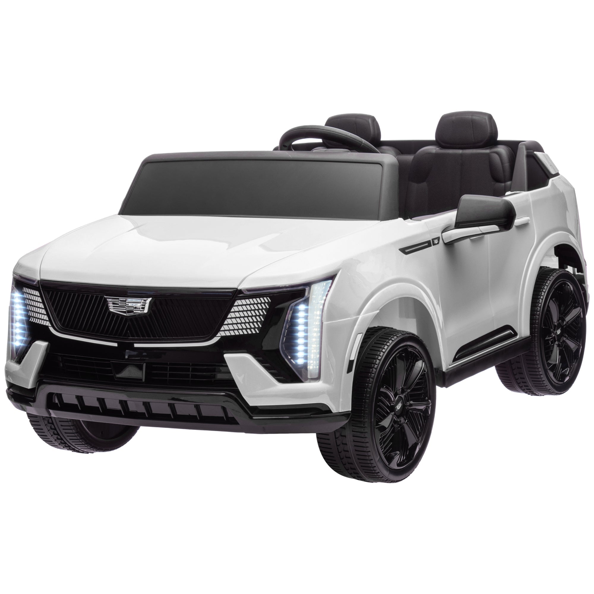 Qaba 2-Seater Ride on Truck, 12V Cadillac Escalade Licensed Kids Electric Car with Remote , Spring Suspension, White 