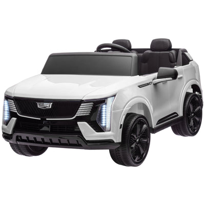 Qaba 2-Seater Ride on Truck, 12V Cadillac Escalade Licensed Kids Electric Car with Remote , Spring Suspension, White 