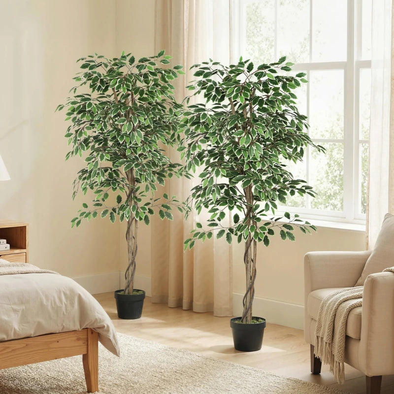 5.3 FT Artificial Tree, Indoor Fake Ficus with Pot, for Home Office Living Room Decor