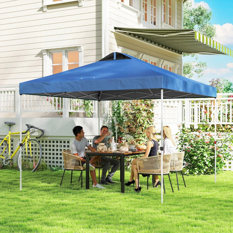 Pop Up Canopy Waterproof Canopy Tent with Carrying Bag for Parties Garden BBQs 9.8' x 9.8', Blue