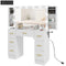Makeup Vanity Table with Lights, Dressing Table with 7 Drawers, 6 Hidden Sliding Storage Compartments, White