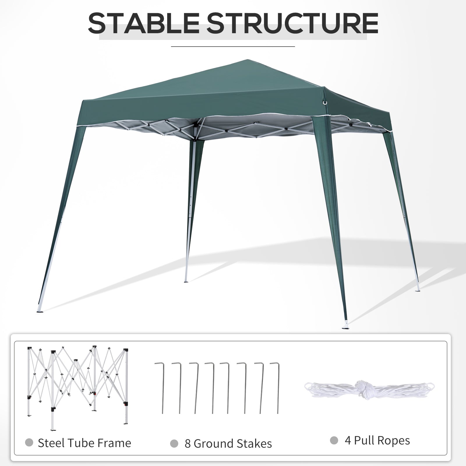 Outsunny 8' x 8' Pop Up Canopy, Outdoor Foldable Tent, Portable Canopy Tent with Carrying Bag for Camping, Party, Picnic, Green 