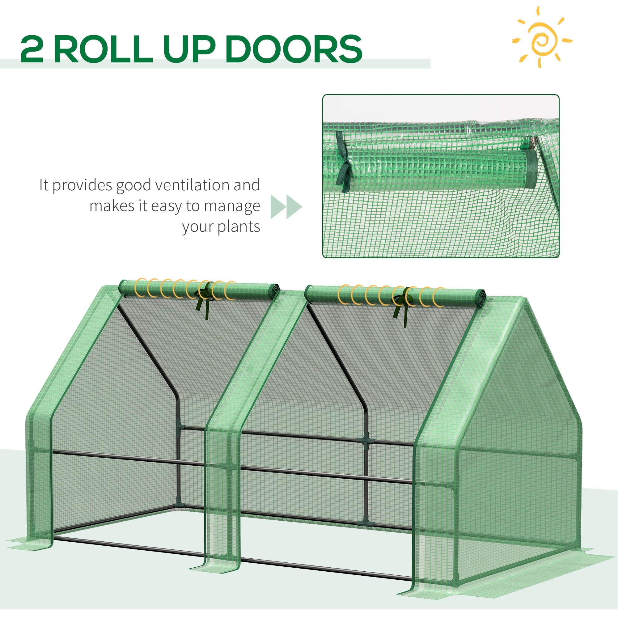 Outsunny Portable Tunnel Grow Pod: 6' x 3' x 3' with Zipper Doors UV PE Cover Outdoor Garden, Green 