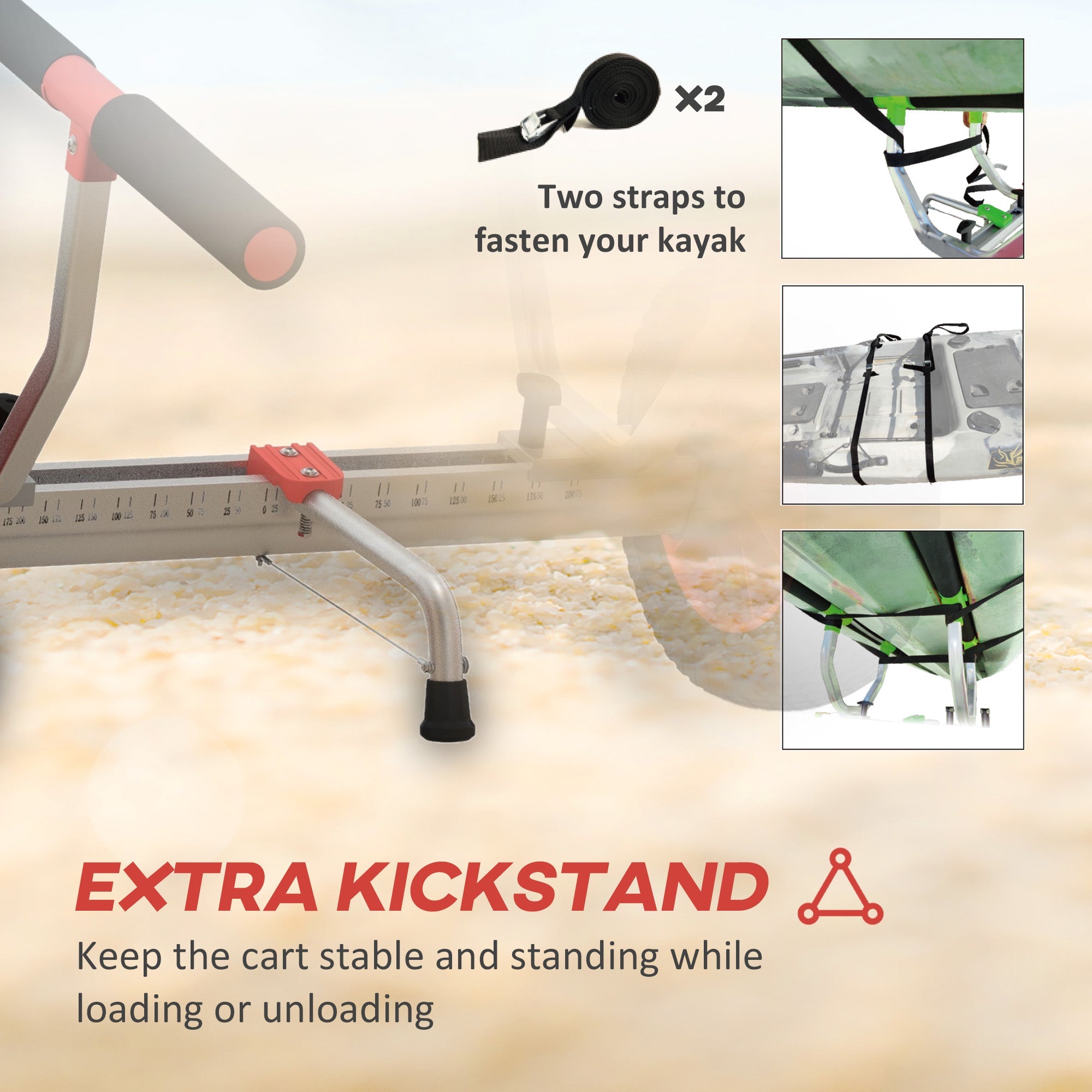 Soozier Kayak Cart Dolly Adjustable Width Transport Red 