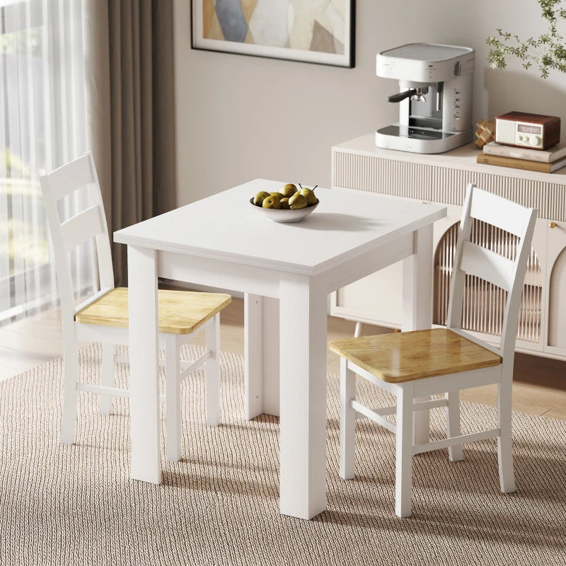 55" Extendable Dining Table for 4-6 Person, Kitchen Table with PU Handle and Felt Pads for Small Spaces, White