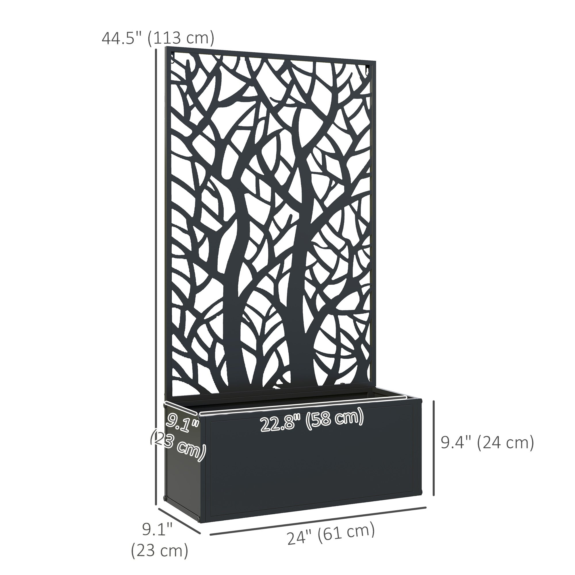 Outsunny Metal Raised Garden Bed with Privacy Panel, Freestanding or Wall Mounted Outdoor Planter Box for Garden, Patio 