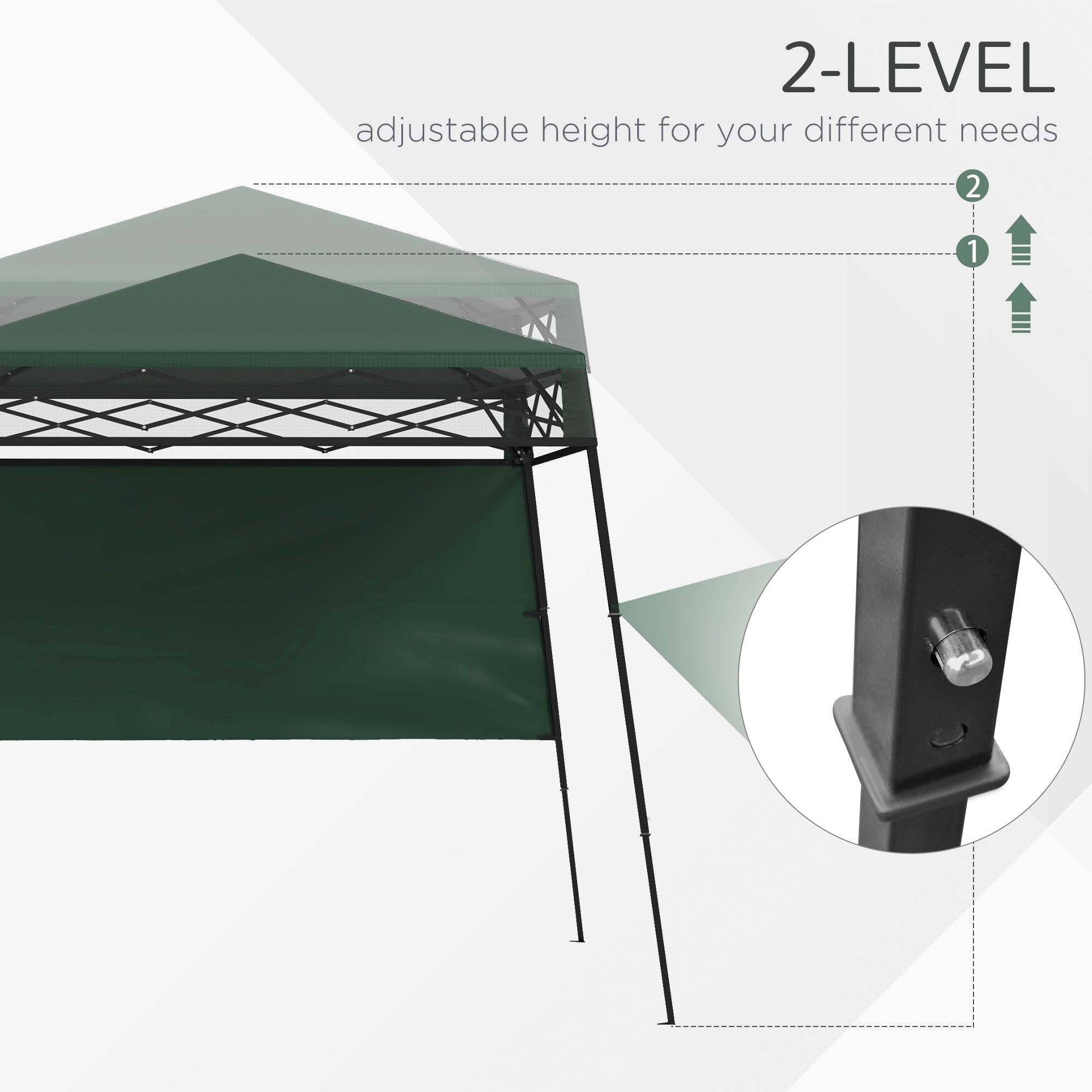 Outsunny 7' x 7' Pop Up Canopy Gazebo Tent with Backpack & Adjustable Legs, Green 