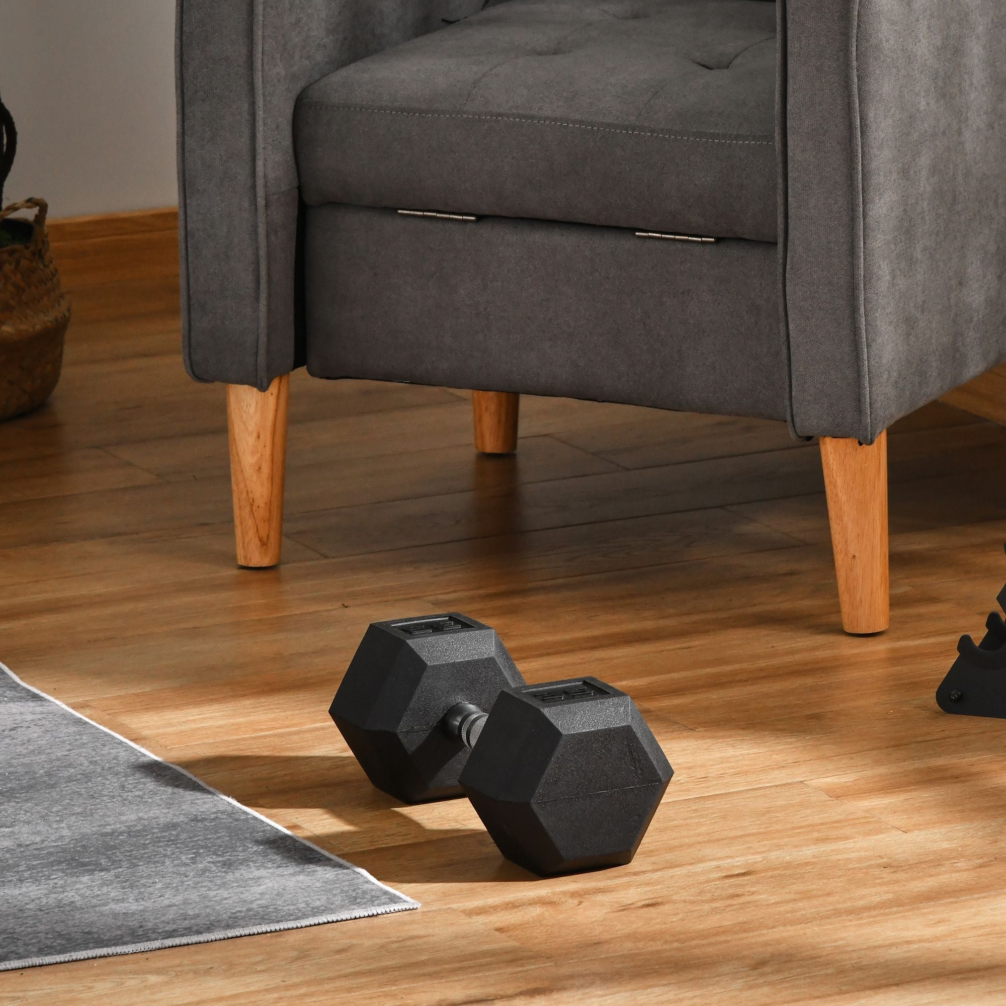 Soozier 35lbs Rubber Hex Dumbbells: Hand Weight Barbell for Body Fitness Training at Home or Office, Black Finish 
