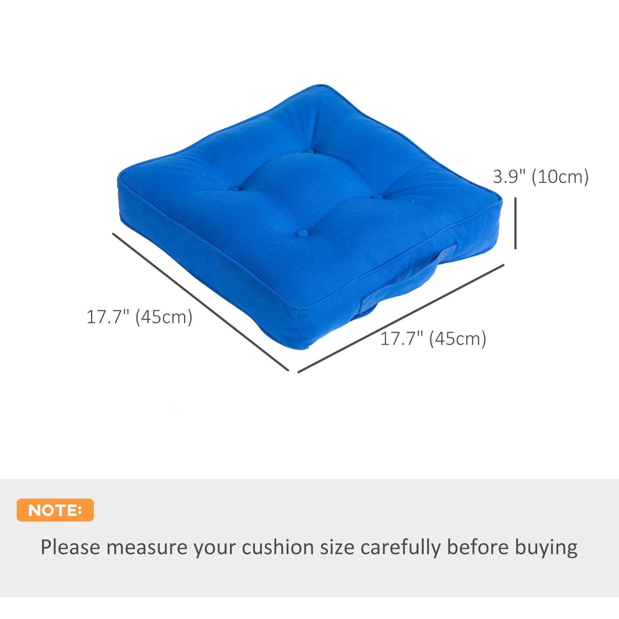 Outsunny 2-Piece Outdoor Patio Chair Cushions Set Replacement with Button Tufted Navy Blue 