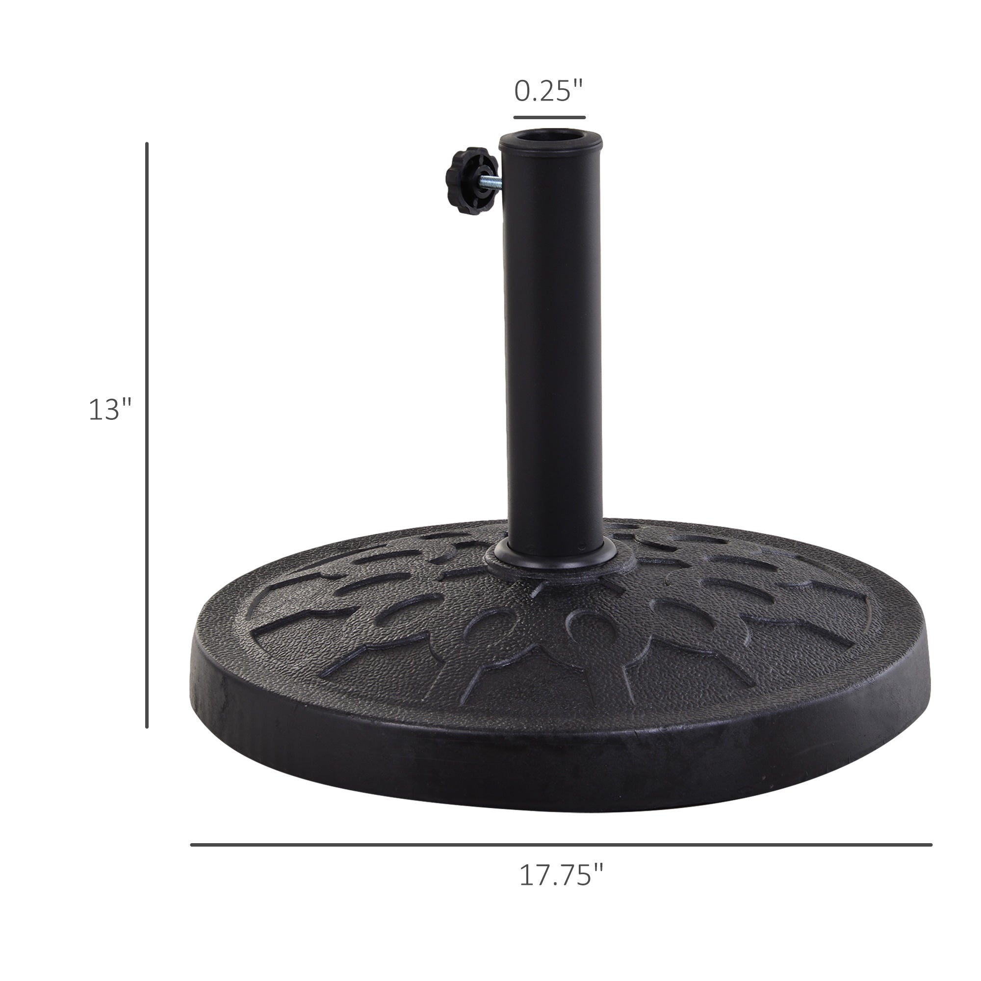 Outsunny Umbrella Base: Resin Round Patio Parasol Stand Holder Coated Pole for Outdoor Black 