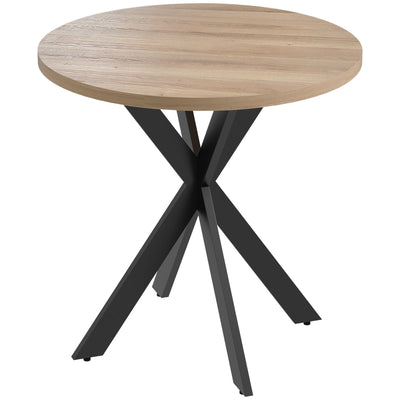 HOMCOM 29" Round Brown Dining Table Contemporary Kitchen Furniture Steel Legs for Modern Home Small Spaces 