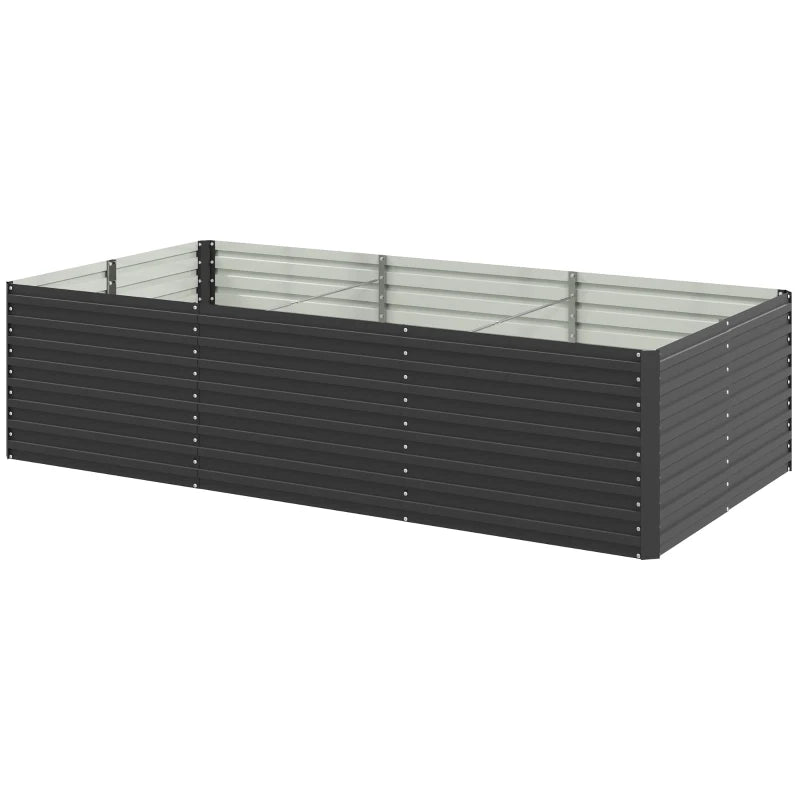8' x 4' x 2' Raised Garden Bed, Galvanized Planter Box for Growing Flowers, Herbs and Vegetables, Dark Grey