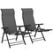 Folding Patio Chairs Set of 2, 5-Position Outdoor Lounge Chairs with High Back, Retractable Footrest, Dark Grey