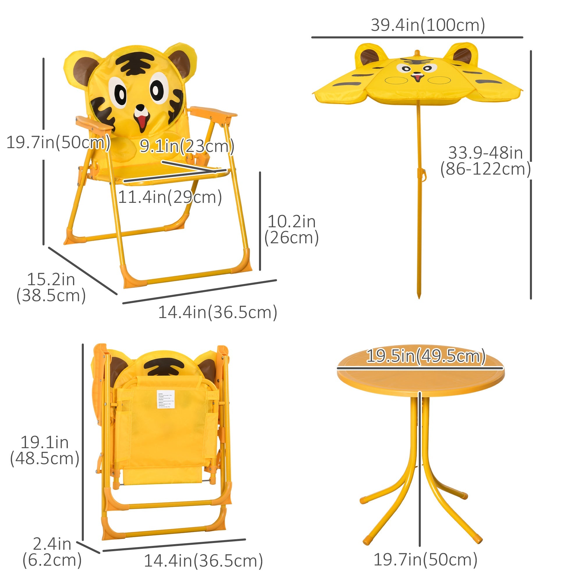 Outsunny Kids Picnic Table Chair Set Outdoor Folding for Patio Backyard Fun Aged 3-6 Years 