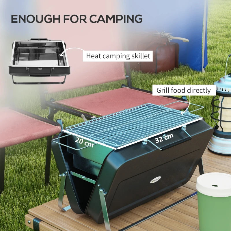 Metal Suitable-Style Portable BBQ Grill - Black