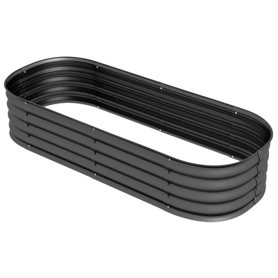 Outsunny 4.9 x 2 x 1ft Galvanized Raised Garden Bed Kit, Metal Planter Box with Safety Edging, Dark Grey 