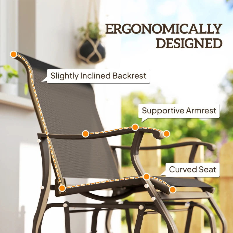 Outdoor Glider Chair, Patio Glider with Steel Frame and Mesh Fabric, Outdoor Chair for Backyard, Garden, Porch, Black