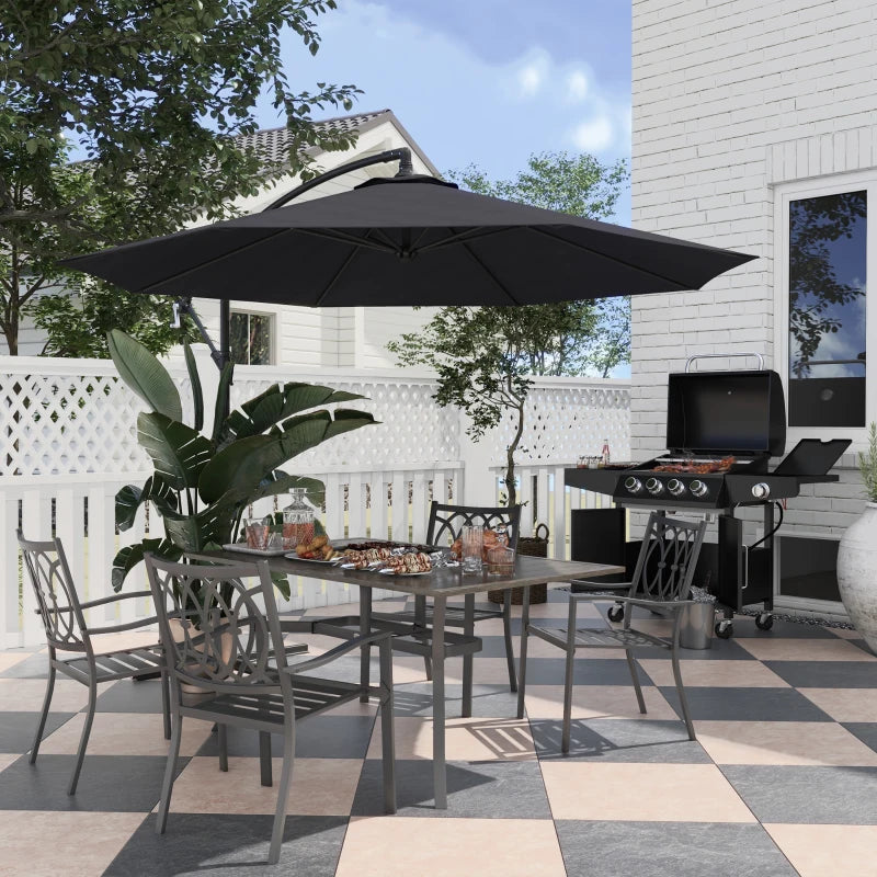 Outsunny 4+1 Burner Liquid Propane Gas Grill, Outdoor Portable BBQ Grill with Side Burner, Warming Rack, Side Shelf
