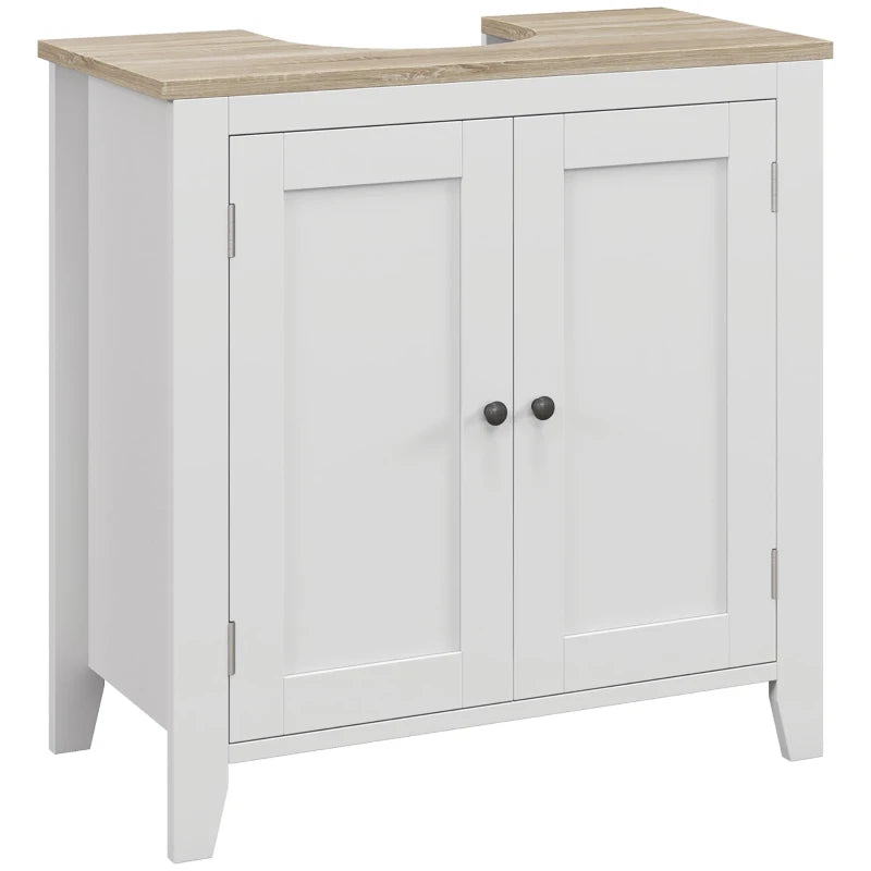 Bathroom Sink Vanity Unit, Under Sink Bathroom Cabinet with U-Shape Design and Adjustable Shelf, White