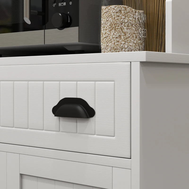 Microwave Cabinet, Kitchen Storage Cabinet with Drawer and Adjustable Shelf, White