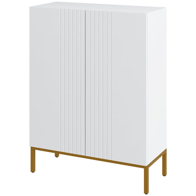 HOMCOM Narrow Shoe Storage Cabinet Adjustable Shelves Soft-Close Hinges for 15-20 Pairs White 