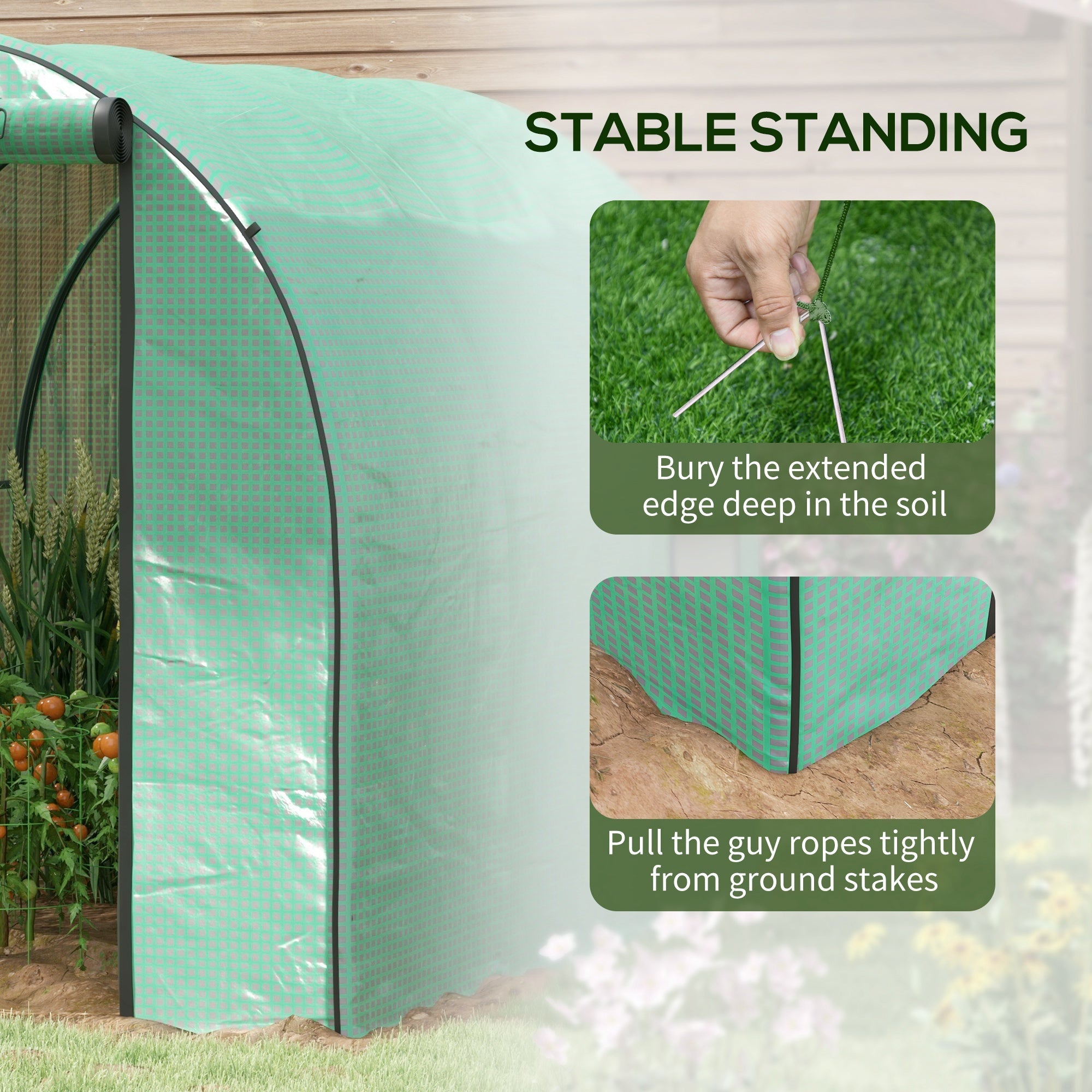 Outsunny Polytunnel Grow Haven: 6.6x10x6.6FT Walk-In Grow House with Plastic Cover, Door Mesh Window Steel Frame 