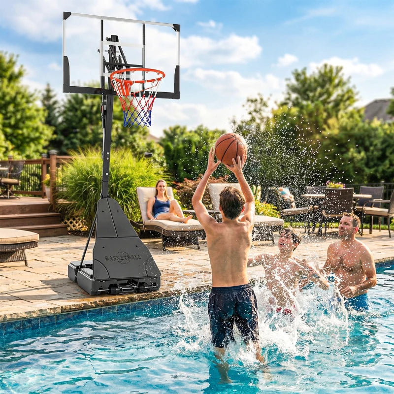Soozier Portable Basketball Hoop Height Adjustable 8-10 Ft with 47" Shatterproof Backboard, Shock Absorbent Rim, Fillable Base