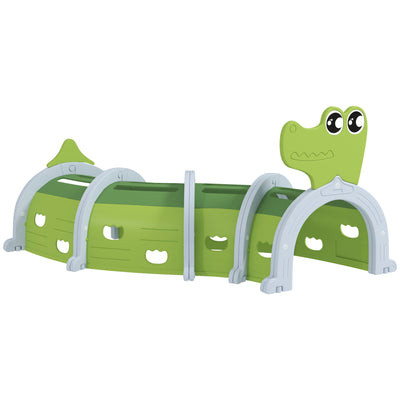 Qaba Crocodile Design Kids Play Tunnel for Indoor Outdoor, Green 