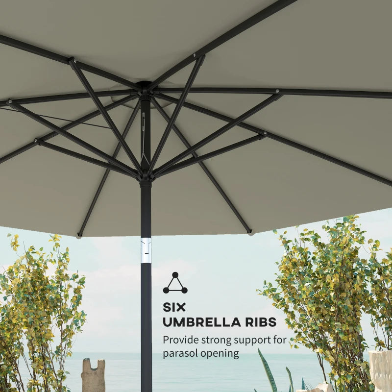 Aluminum Patio Umbrella, Garden Outdoor Parasol, Sun Shelter, 8.5ft, Light Grey