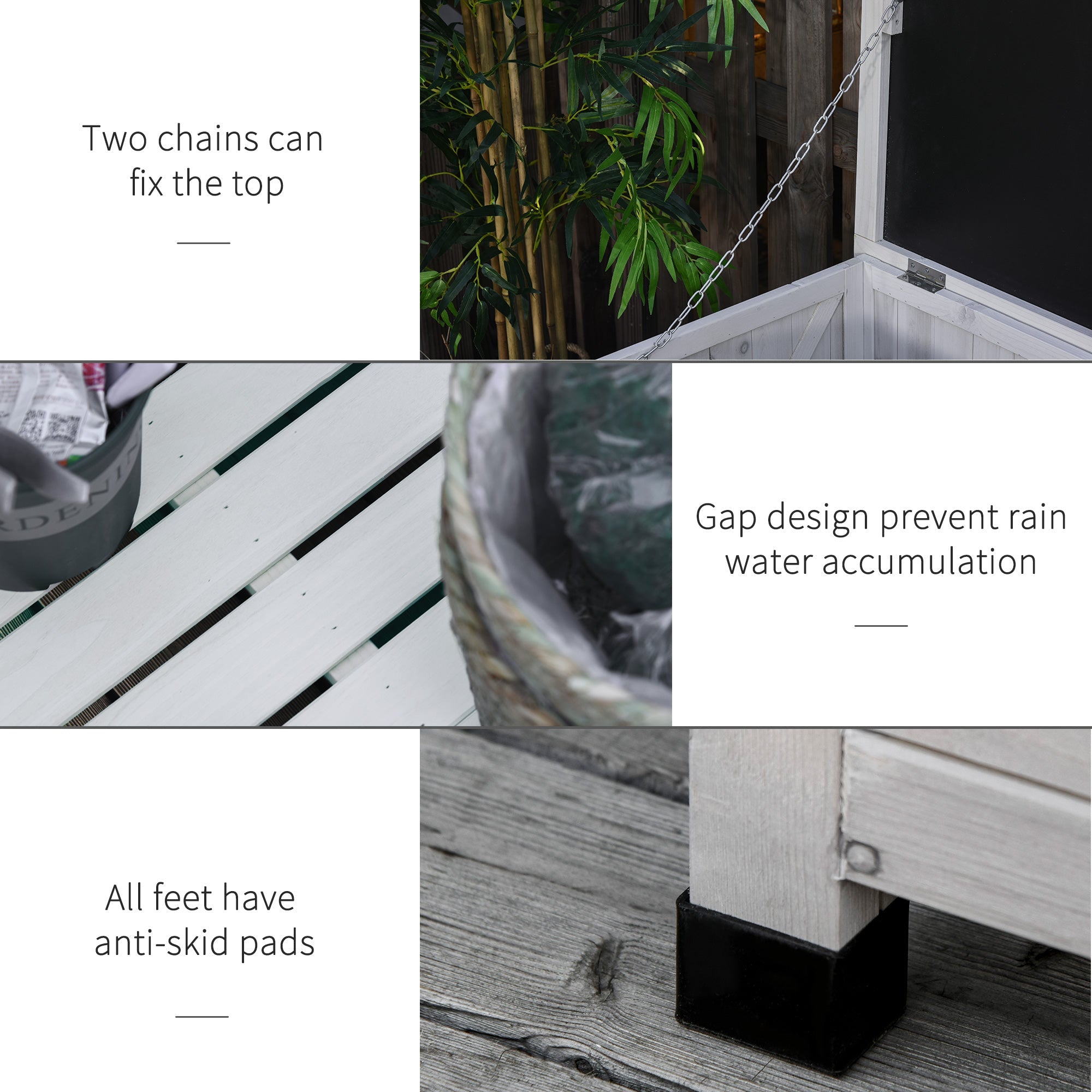 Outsunny 75 Gallon Wooden Storage Box patio Deck Box Bench, Garden Backyard Outdoor Storage Container with Aerating Gap & Weather-Fighting Finish, White 