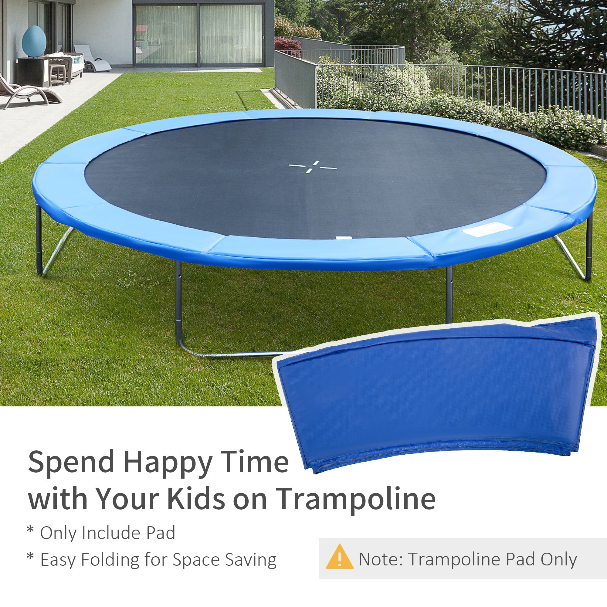 HOMCOM 14 FT Trampoline Pad Cover Replacement Round Frame,Blue 