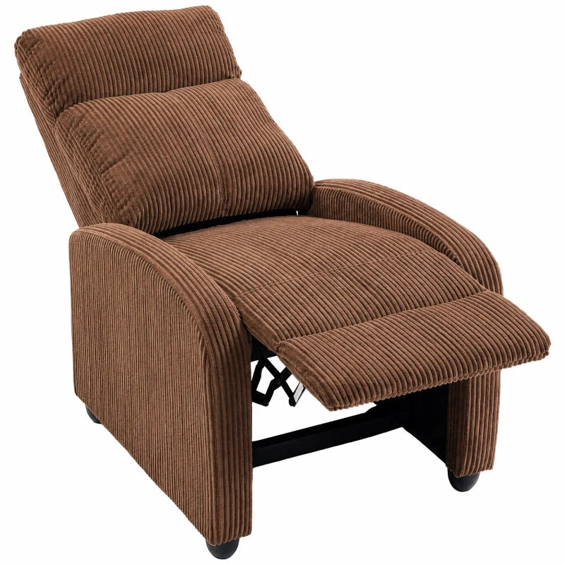 Corduroy Push Back Recliner Chair for Living Room & Home Theater – Manual Reclining Chair