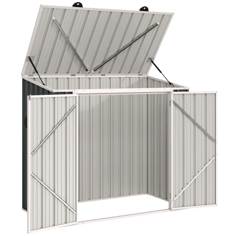 5ft x 3ft Outdoor Storage Shed, Garbage Bin Shed Organizer with Lockable Double Doors and Openable Lid