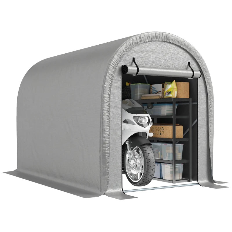 8' x 5' Portable Shed, Water-Resistant Bike Tent with Roll-up Zipper Door and Galvanized Metal Frame for Bike