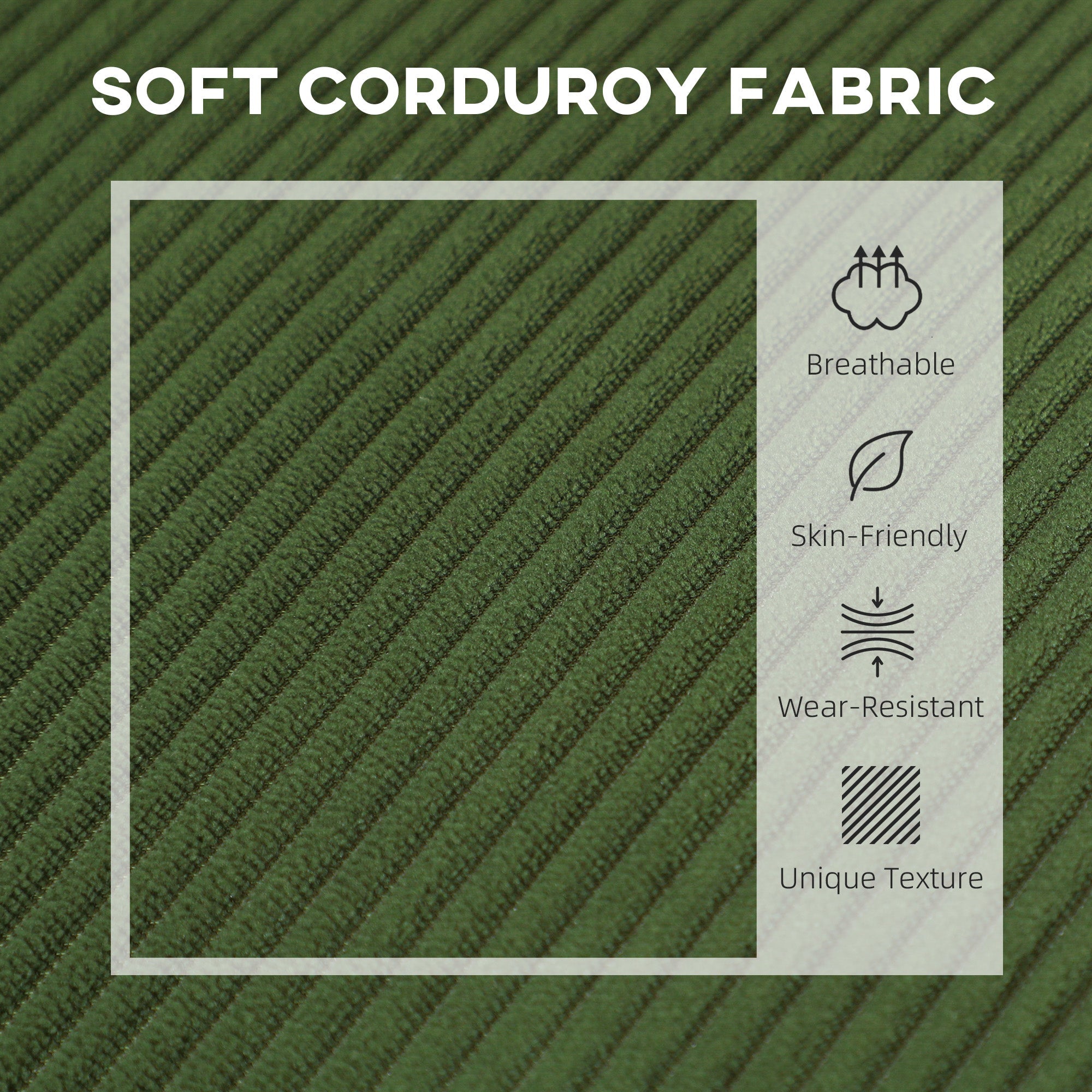 HOMCOM 46.5" Loveseat Couch with USB Ports, Corduroy Love Seat Sofa with Wood Legs for Living Room, Bedroom, Small Space, Green 