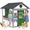 Wooden Playhouse for Kids Outdoor with Door, Windows, Planter Pots and Boxes for Toddlers 3-8 Years, White