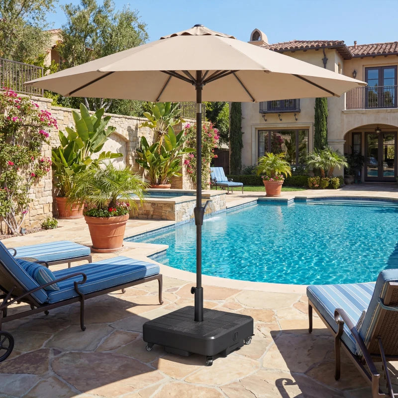 Patio Umbrella Base with Wheels Fillable Outdoor Umbrella Stand for 1.5"/1.9" Poles Black