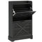 HOMCOM Slim Shoe Storage Cabinet, Farmhouse Shoe Cabinet with 2 Flip Drawers, Adjustable Shelves for 8 Pairs, Distressed Grey