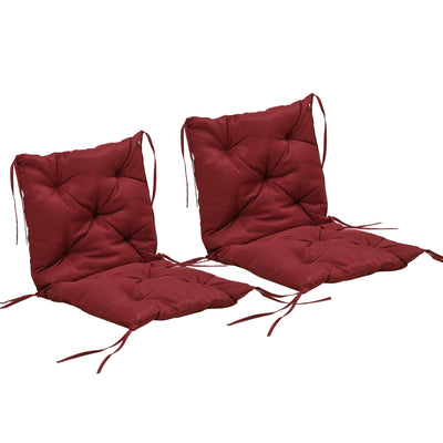 Outsunny Garden Chair Cushions Set of 2 Comfortable Seat Pads with Backrest Ideal for Sunbeds & Rocking Chairs Wine Red 